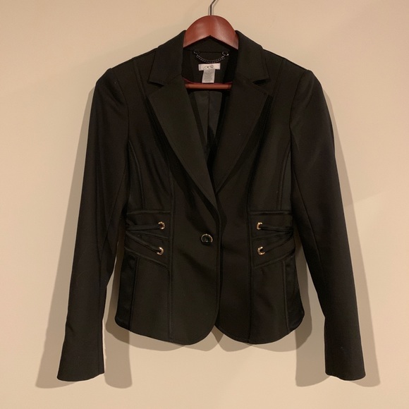 Cache Jackets & Blazers - Cache Fitted Black Blazer with Gold Accents